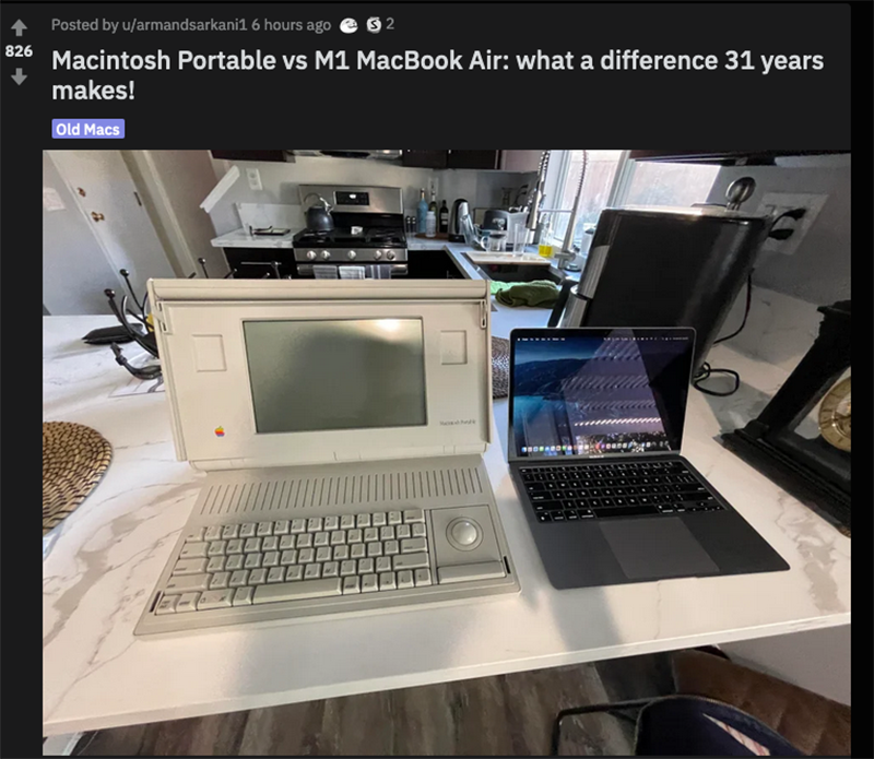 有人搬出珍藏的 Macintosh Portable 與 M1 MacBook Air 擺在一起感受 30 年來的進化 - 電腦王阿達 有人搬出珍藏的 Macintosh Portable 與 M1 MacBook Air 擺在一起感受 30 年來的進化 - 電腦王阿達