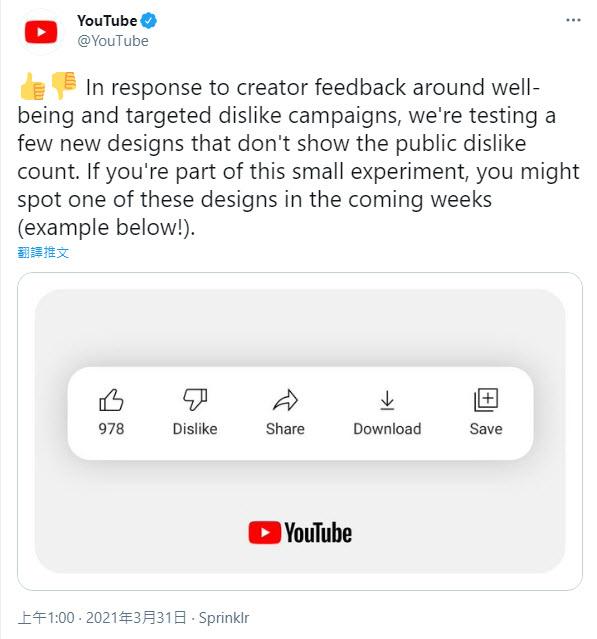 YouTube著手測試影片「隱藏不喜歡數」功能 可不公開不喜歡數 - 電腦王阿達 YouTube著手測試影片「隱藏不喜歡數」功能 可不公開不喜歡數 - 電腦王阿達