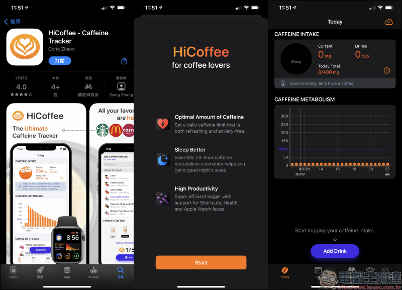 HiCoffee 咖啡因記錄 APP ，每日咖啡因攝取量透過 iPhone、Apple Watch 輕鬆查看 - 電腦王阿達