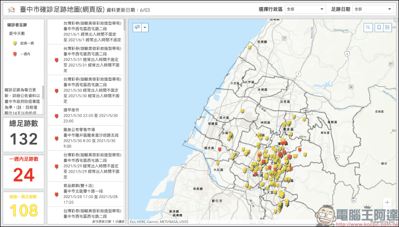 台中市政府與逢甲大學合作推出「台中確診足跡地圖」,快速查生活圈近兩週的確診者足跡 - 電腦王阿達 台中市政府與逢甲大學合作推出「台中確診足跡地圖」,快速查生活圈近兩週的確診者足跡 - 電腦王阿達