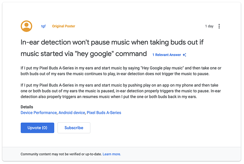 Google Pixel Buds A Series 被回報奇妙耳內偵測 Bug - 電腦王阿達 Google Pixel Buds A Series 被回報奇妙耳內偵測 Bug - 電腦王阿達