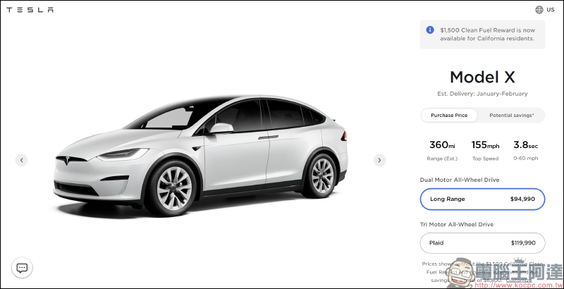 特斯拉 Model S LR、Model X LR 美國售價各漲約 14 萬元，目前台灣尚未跟進調漲 - 電腦王阿達