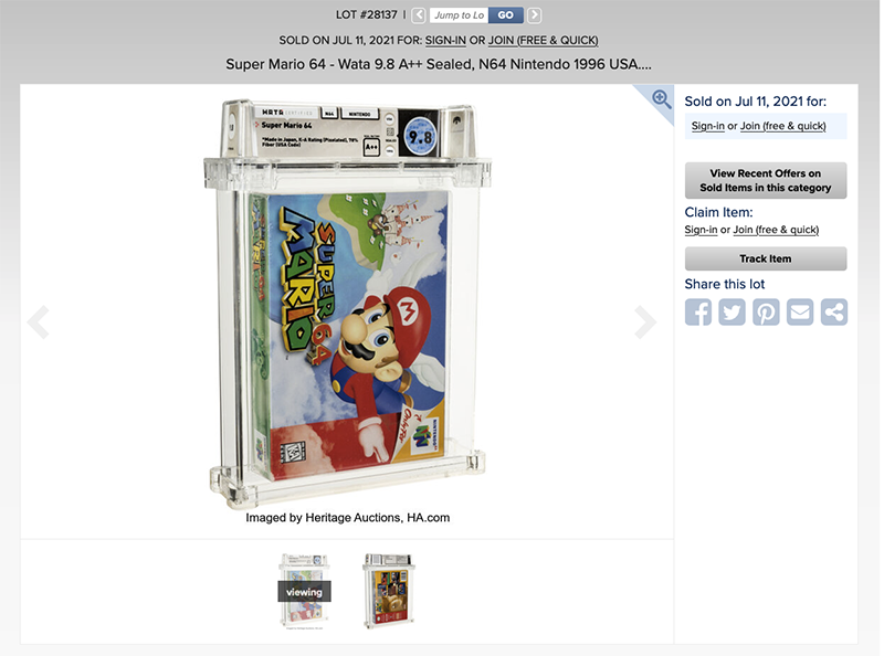 《超級瑪利歐 64》卡帶以破 4,000 萬台幣拍賣成交 - 電腦王阿達