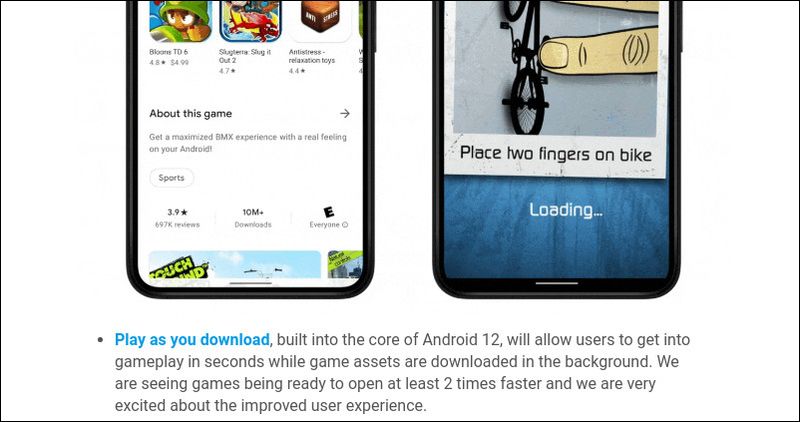 Android 12 總算照顧一次手遊玩家，推出邊下載邊玩新功能 - 電腦王阿達