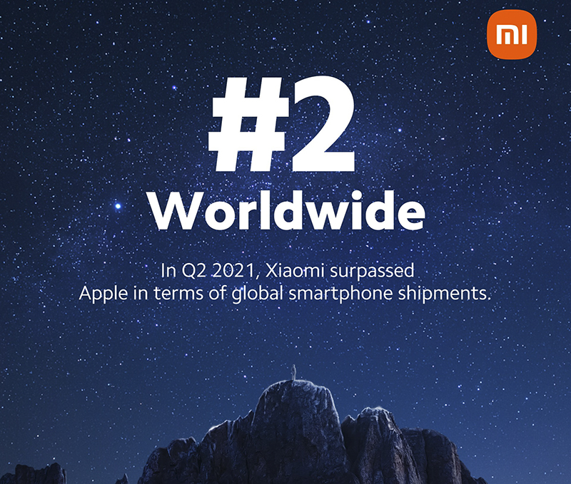 小米智慧型手機市佔全球第二