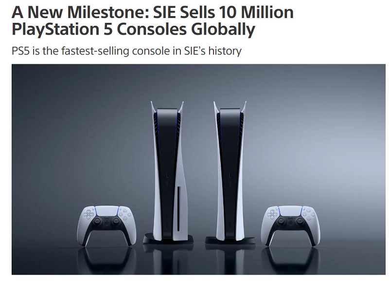 PS5 全球銷售突破 1000 萬台 已成為 SIE 史上銷售速度最快遊戲主機 - 電腦王阿達