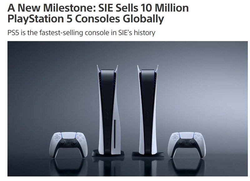 PS5 全球銷售突破 1000 萬台 已成為 SIE 史上銷售速度最快遊戲主機 - 電腦王阿達 PS5 全球銷售突破 1000 萬台 已成為 SIE 史上銷售速度最快遊戲主機 - 電腦王阿達