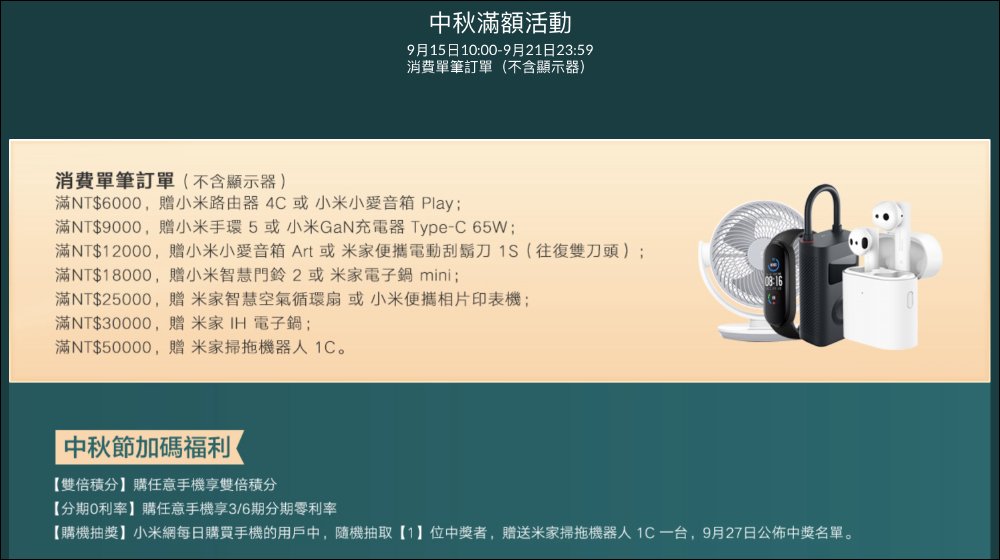 小米中秋節促銷活動將於 9/15~9/21 開跑:聚「惠」獻好禮,每日享限定驚喜(活動優惠整理) - 電腦王阿達 小米中秋節促銷活動將於 9/15~9/21 開跑:聚「惠」獻好禮,每日享限定驚喜(活動優惠整理) - 電腦王阿達