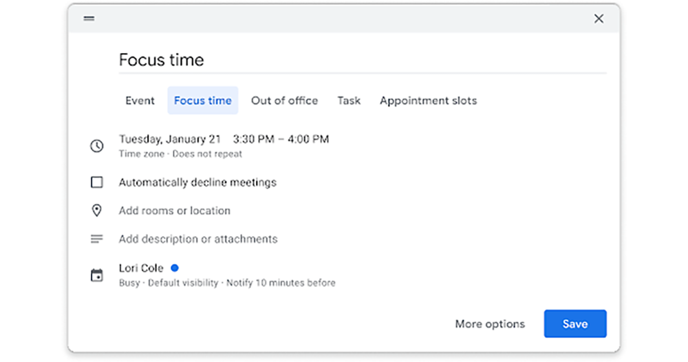 Google 日曆也有「專注（時段）」模式，自動幫你直接推掉其他行程 - 電腦王阿達