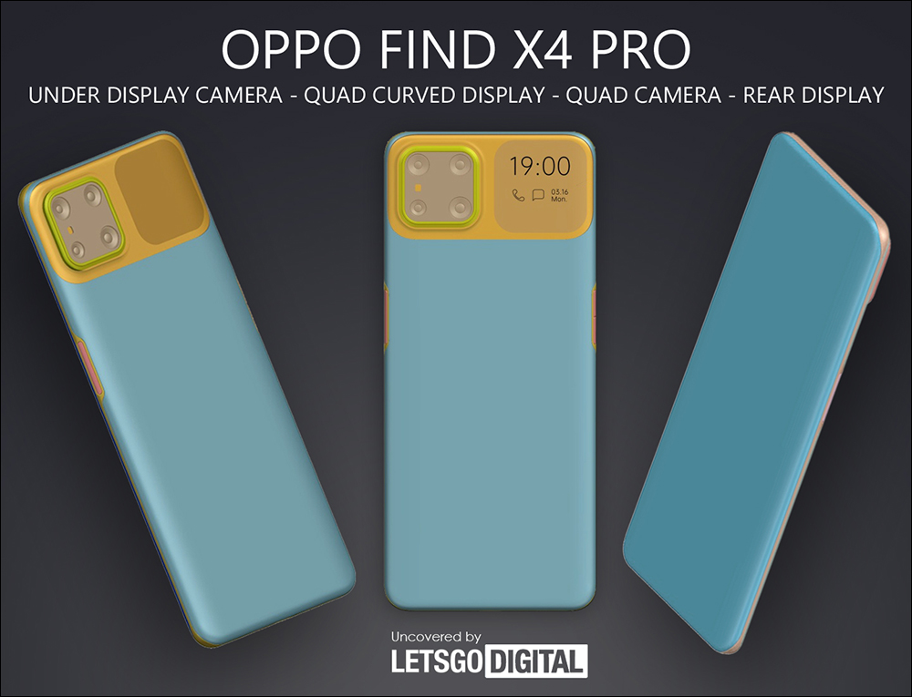 OPPO Find X4 Pro 設計專利曝光:螢幕下前鏡頭四曲面螢幕、加入方形副螢幕? - 電腦王阿達 OPPO Find X4 Pro 設計專利曝光:螢幕下前鏡頭四曲面螢幕、加入方形副螢幕? - 電腦王阿達