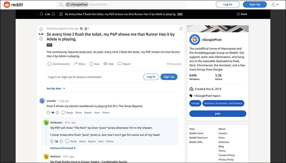 Google Pixel 6 Pro 用戶反映「聽聲辨曲」功能無法分辨 Adele 唱歌與沖馬桶聲音的區別,其他系列手機用戶也有類似經驗 - 電腦王阿達 Google Pixel 6 Pro 用戶反映「聽聲辨曲」功能無法分辨 Adele 唱歌與沖馬桶聲音的區別,其他系列手機用戶也有類似經驗 - 電腦王阿達