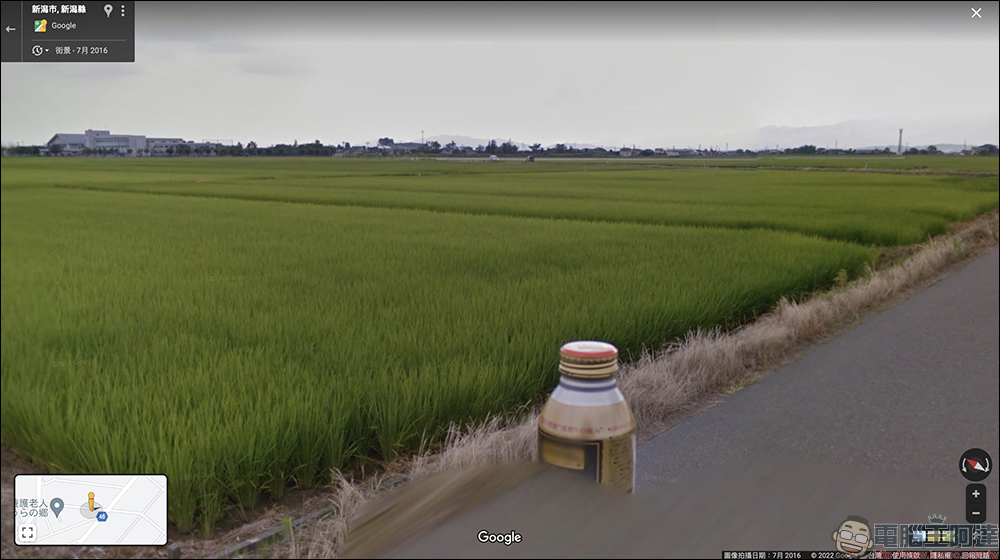 日本新潟發生 Google 街景漂浮咖啡事件，超巨大罐裝咖啡被發現佇立在田邊 - 電腦王阿達