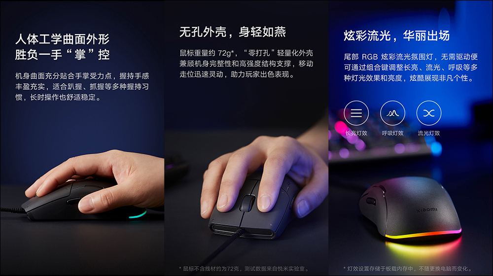小米 Xiaomi 遊戲滑鼠 Lite 推出:配備 RGB 氣氛燈、重量僅 72 克,眾籌價人民幣 99 元 - 電腦王阿達 小米 Xiaomi 遊戲滑鼠 Lite 推出:配備 RGB 氣氛燈、重量僅 72 克,眾籌價人民幣 99 元 - 電腦王阿達