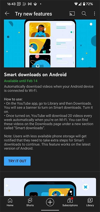 YouTube 正在Android上測試新的智慧下載功能，供你離線觀看 - 電腦王阿達