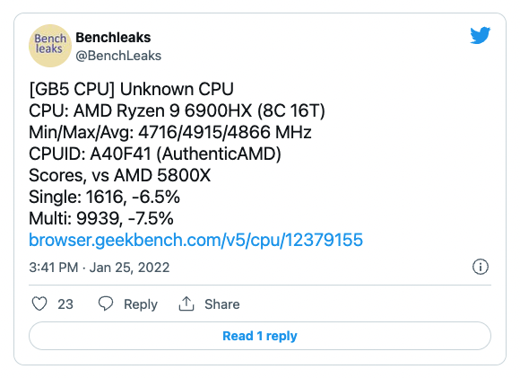 AMD Ryzen 9 6900HX 跑分洩漏,雖比上一代快 33%,但還是輸 Intel i9-12900H 不少 - 電腦王阿達 AMD Ryzen 9 6900HX 跑分洩漏,雖比上一代快 33%,但還是輸 Intel i9-12900H 不少 - 電腦王阿達