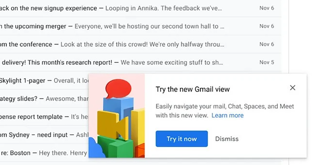 桌面版 Gmail 介面大更新