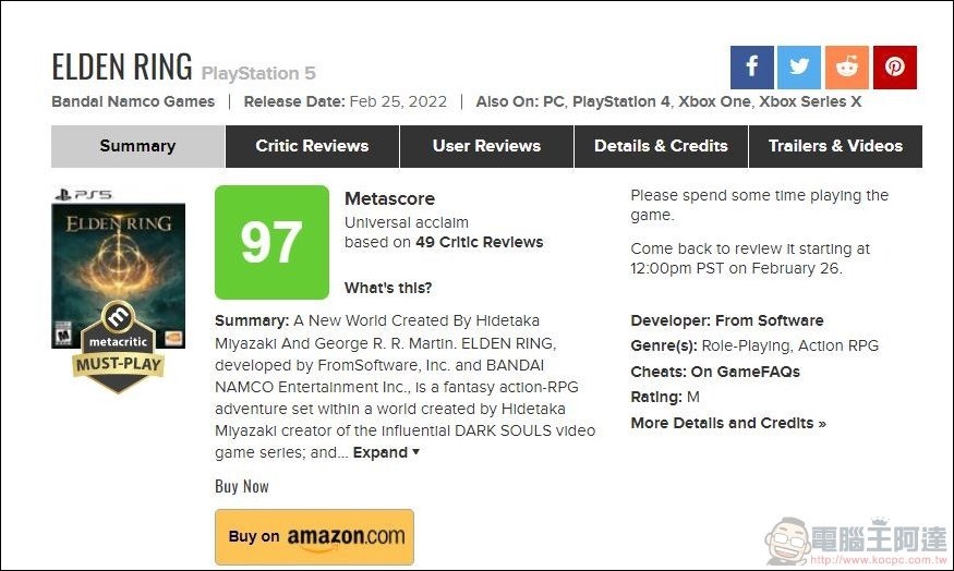 2022-02-26 18_41_42-Elden Ring for PlayStation 5 Reviews - Metacritic