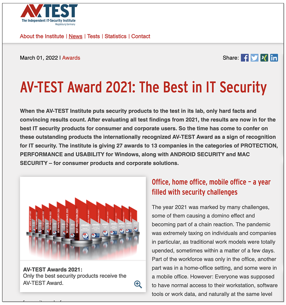 AV-TEST 公布 2021 最佳防毒軟體獎項,Windows Defender 意外都沒獲獎 - 電腦王阿達 AV-TEST 公布 2021 最佳防毒軟體獎項,Windows Defender 意外都沒獲獎 - 電腦王阿達