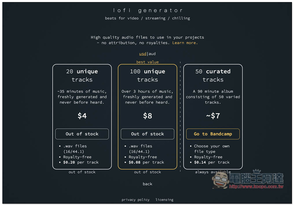 Lofi Generator 利用演算法來產生無版權免費音樂的線上工具，個人商用皆可，無須註明來源 - 電腦王阿達