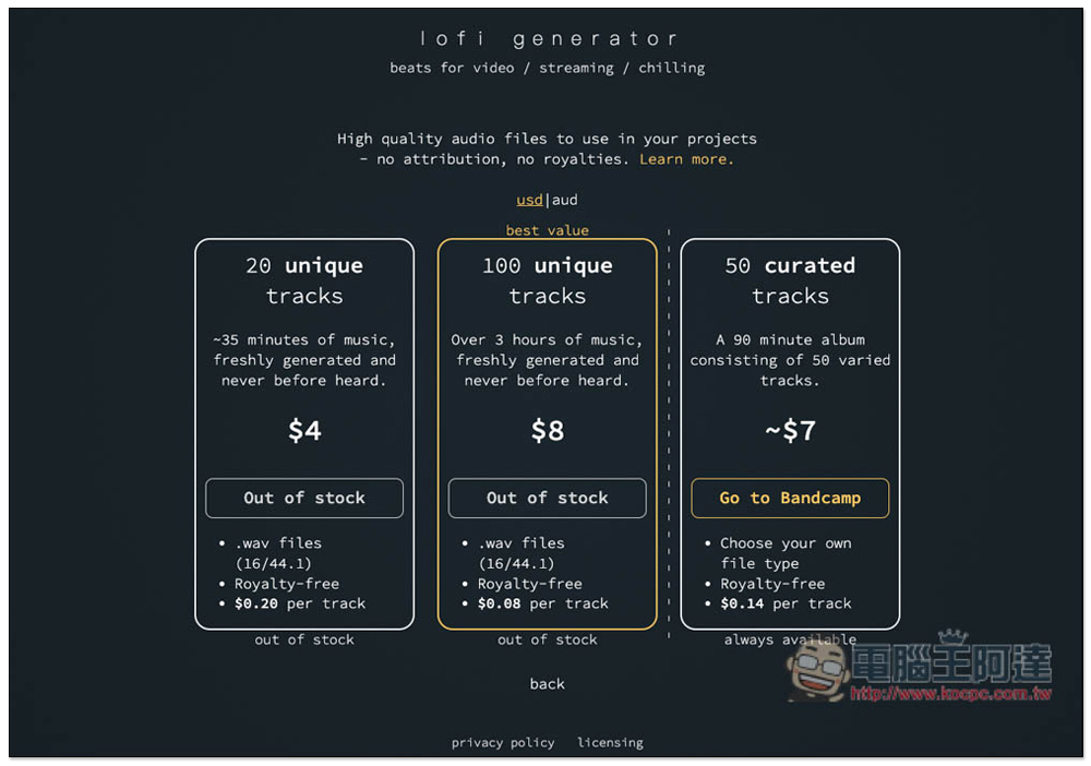 Lofi Generator 利用演算法來產生無版權免費音樂的線上工具,個人商用皆可,無須註明來源 - 電腦王阿達 Lofi Generator 利用演算法來產生無版權免費音樂的線上工具,個人商用皆可,無須註明來源 - 電腦王阿達