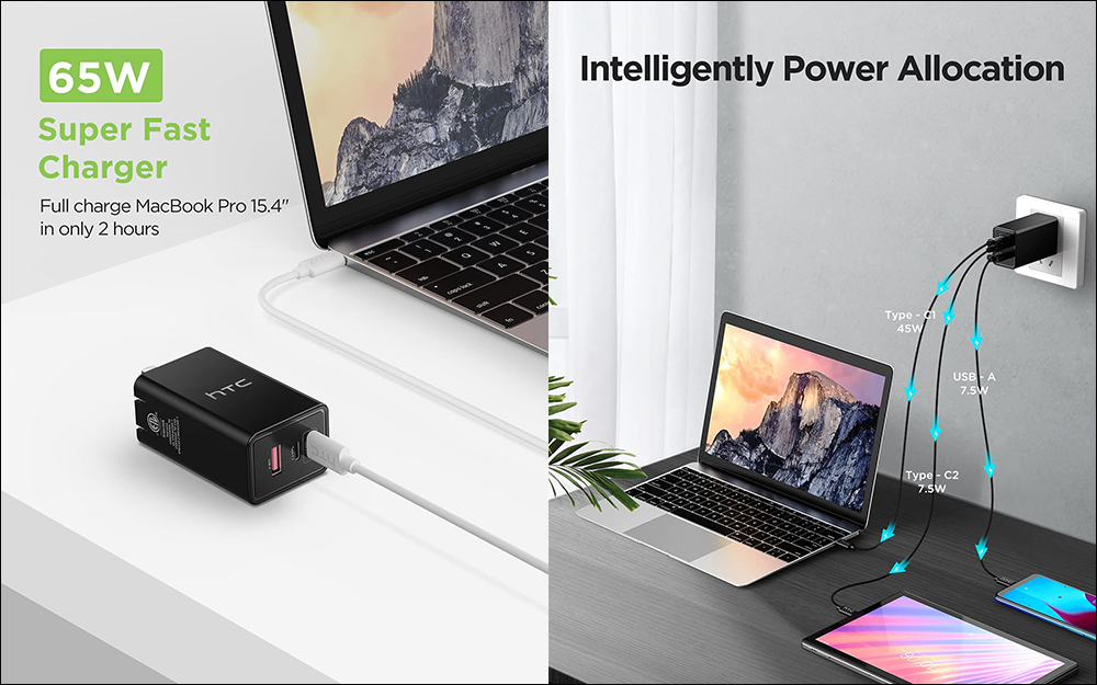 HTC 推出 65W 2C1A 的 GaN 氮化鎵充電器,支援常見多種快充協議、可收摺插頭設計 - 電腦王阿達 HTC 推出 65W 2C1A 的 GaN 氮化鎵充電器,支援常見多種快充協議、可收摺插頭設計 - 電腦王阿達