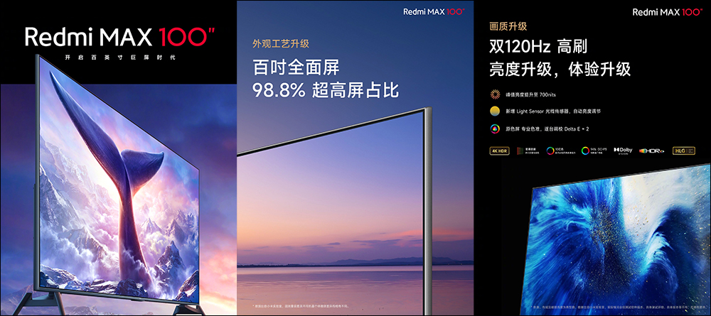 Redmi MAX 100 型巨大螢幕電視推出：100 吋超大螢幕、雙 120Hz 高更新率 4K 高畫質 - 電腦王阿達