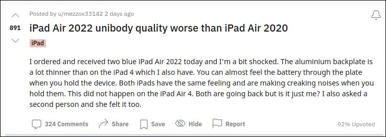 iPad Air 殼太薄？國外多名用戶反應按壓時有異音 - 電腦王阿達