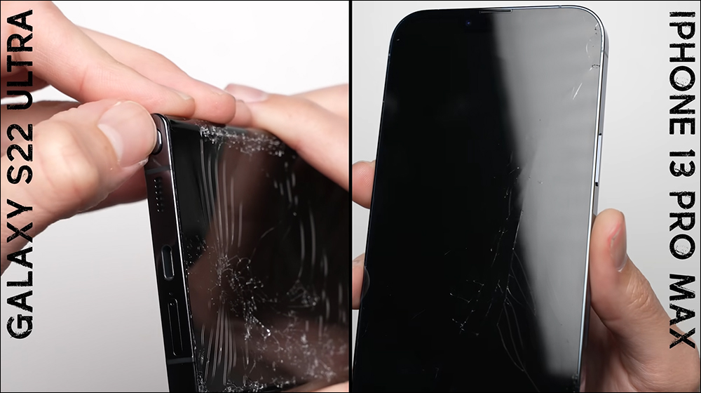 三星 Galaxy S22 Ultra vs iPhone 13 Pro Max 跌落測試 PK - 電腦王阿達