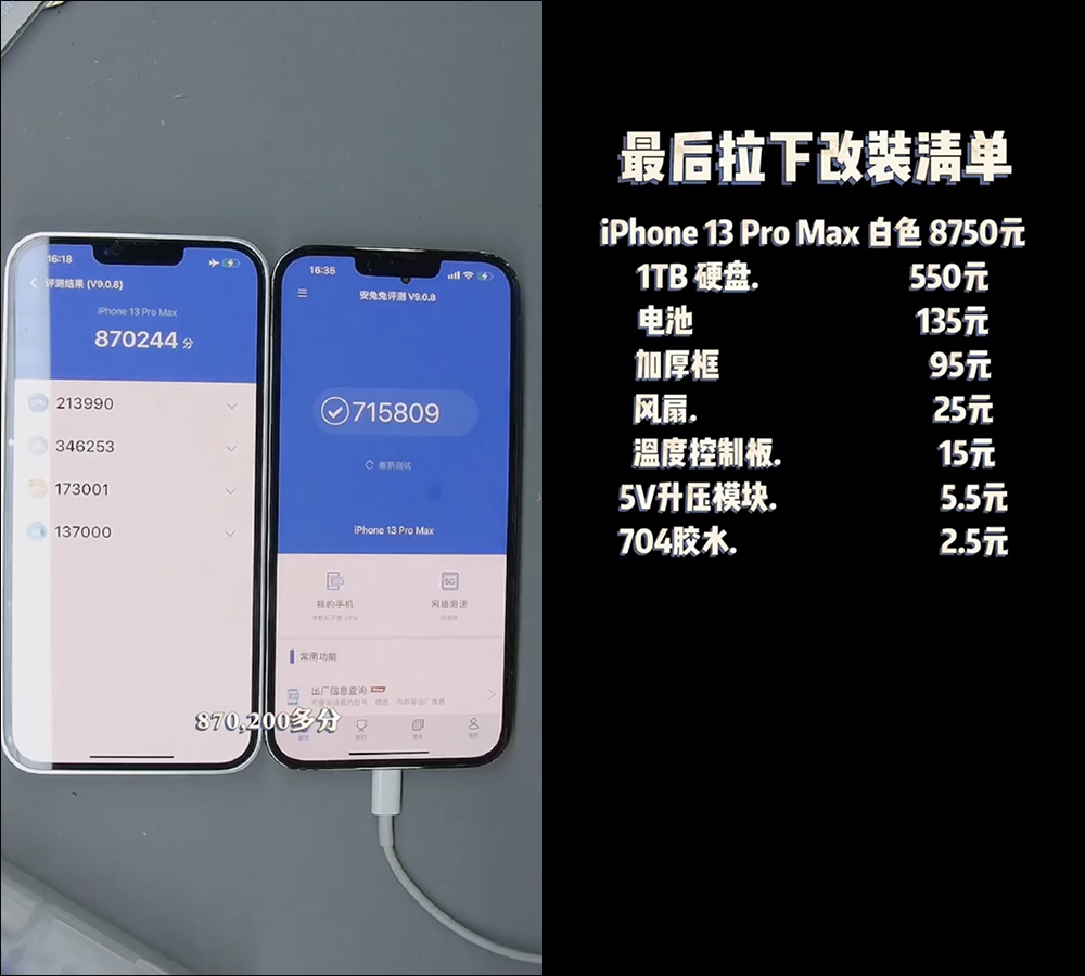 神人魔改 iPhone 13 Pro Max Ultra 誕生:電池容量翻倍、散熱風扇、安兔兔跑分提升超過 16 萬分,另有 USB-C、3.5mm 耳機孔版本 - 電腦王阿達 神人魔改 iPhone 13 Pro Max Ultra 誕生:電池容量翻倍、散熱風扇、安兔兔跑分提升超過 16 萬分,另有 USB-C、3.5mm 耳機孔版本 - 電腦王阿達