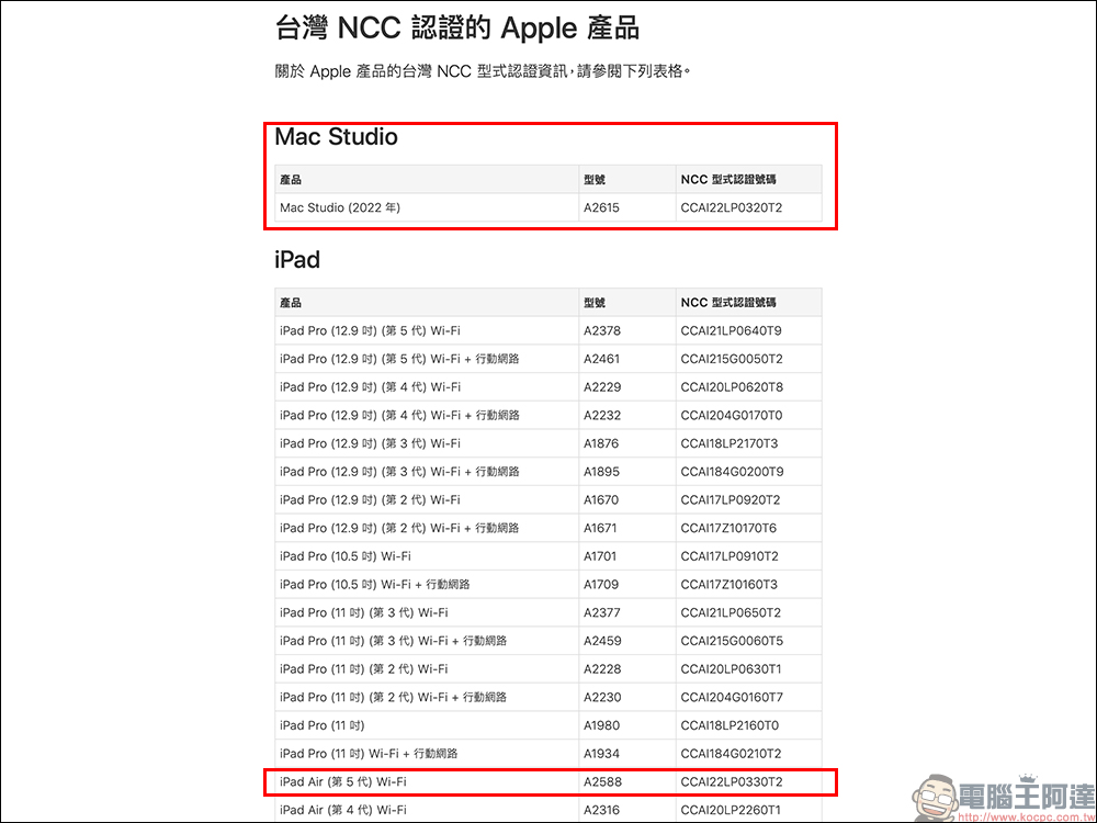 Mac Studio 和 iPad Air 5 皆已通過台灣 NCC 認證,近期將在台開賣 - 電腦王阿達 Mac Studio 和 iPad Air 5 皆已通過台灣 NCC 認證,近期將在台開賣 - 電腦王阿達