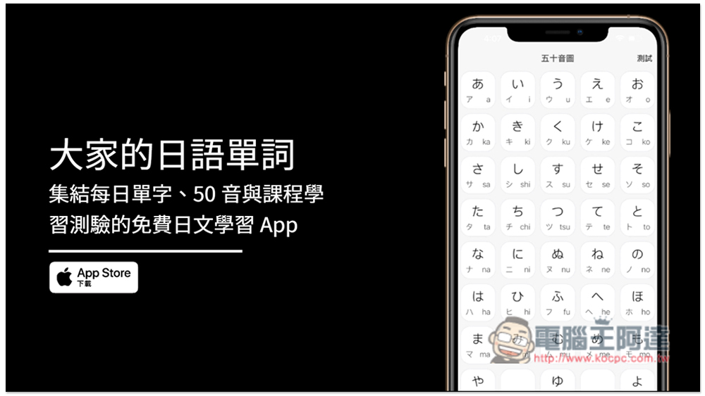 大家的日語單詞，集結每日單字、50 音與課程學習測驗的免費日文學習 App - 電腦王阿達