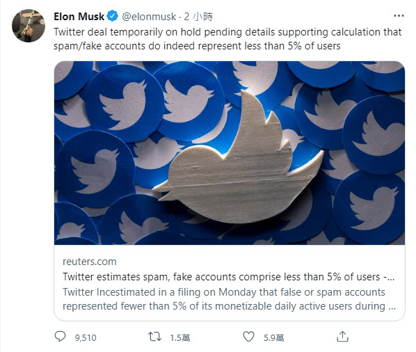 馬斯克因Twitter假帳號問題 宣布暫時停止收購Twitter - 電腦王阿達 馬斯克因Twitter假帳號問題 宣布暫時停止收購Twitter - 電腦王阿達