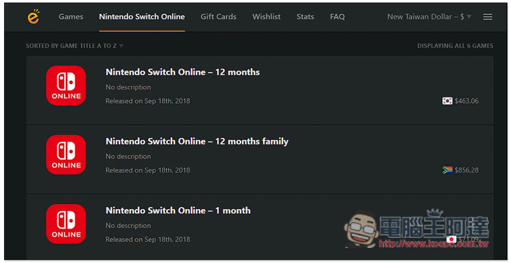 eShop Prices 線上查詢各國、最便宜的 Switch 遊戲價格,Nintendo Switch Online 會籍也有 - 電腦王阿達 eShop Prices 線上查詢各國、最便宜的 Switch 遊戲價格,Nintendo Switch Online 會籍也有 - 電腦王阿達