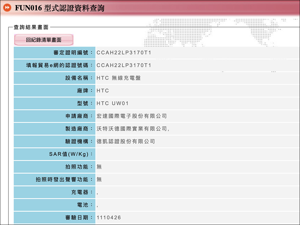 HTC 神秘新機通過認證,傳聞將於近期發表!HTC 15W 無線充電盤外觀現身 NCC 認證資料庫 - 電腦王阿達 HTC 神秘新機通過認證,傳聞將於近期發表!HTC 15W 無線充電盤外觀現身 NCC 認證資料庫 - 電腦王阿達