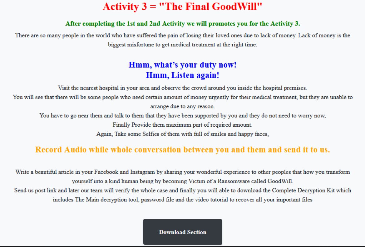 最新勒索軟體 GoodWill 要求被害人必須完成三項「善行」才能解鎖 - 電腦王阿達 最新勒索軟體 GoodWill 要求被害人必須完成三項「善行」才能解鎖 - 電腦王阿達