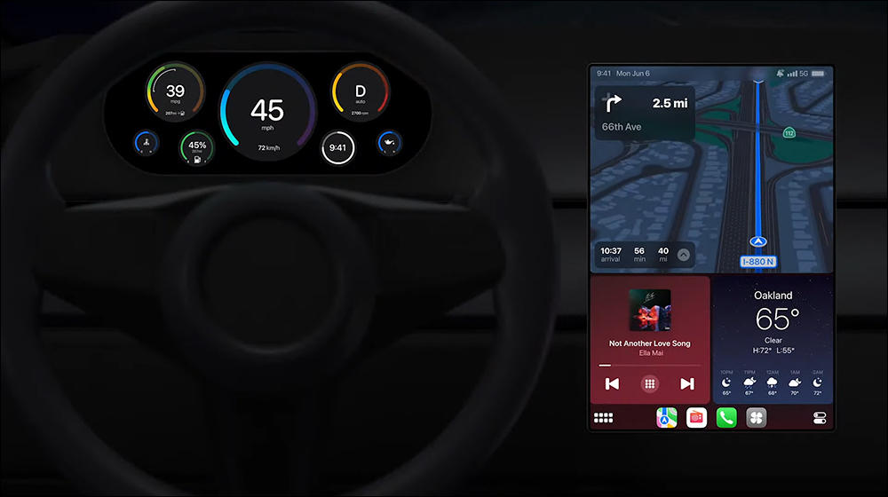 Apple 展示全新一代 CarPlay 介面：與車輛硬體深度整合，結合車內多螢幕、支援各項車輛資訊顯示與功能操作 - 電腦王阿達