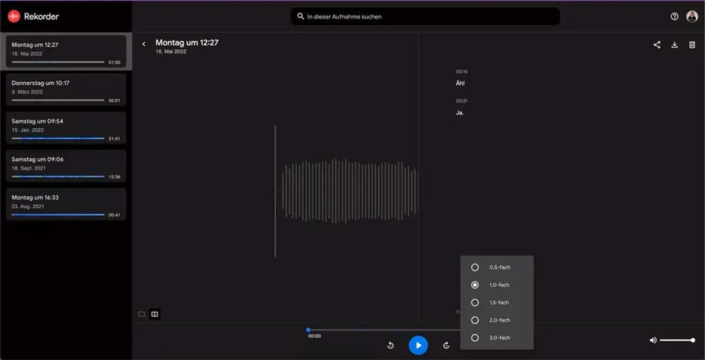 Google 錄音工具網站現在多了應用版沒有的播放速度控制功能 - 電腦王阿達
