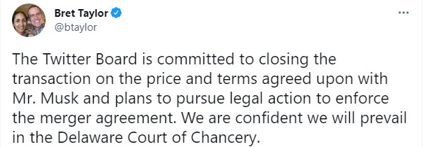 路透社等多家外媒報導馬斯克終止收購Twitter Twitter董事會計劃採取法律行動執行合併協議 - 電腦王阿達 路透社等多家外媒報導馬斯克終止收購Twitter Twitter董事會計劃採取法律行動執行合併協議 - 電腦王阿達