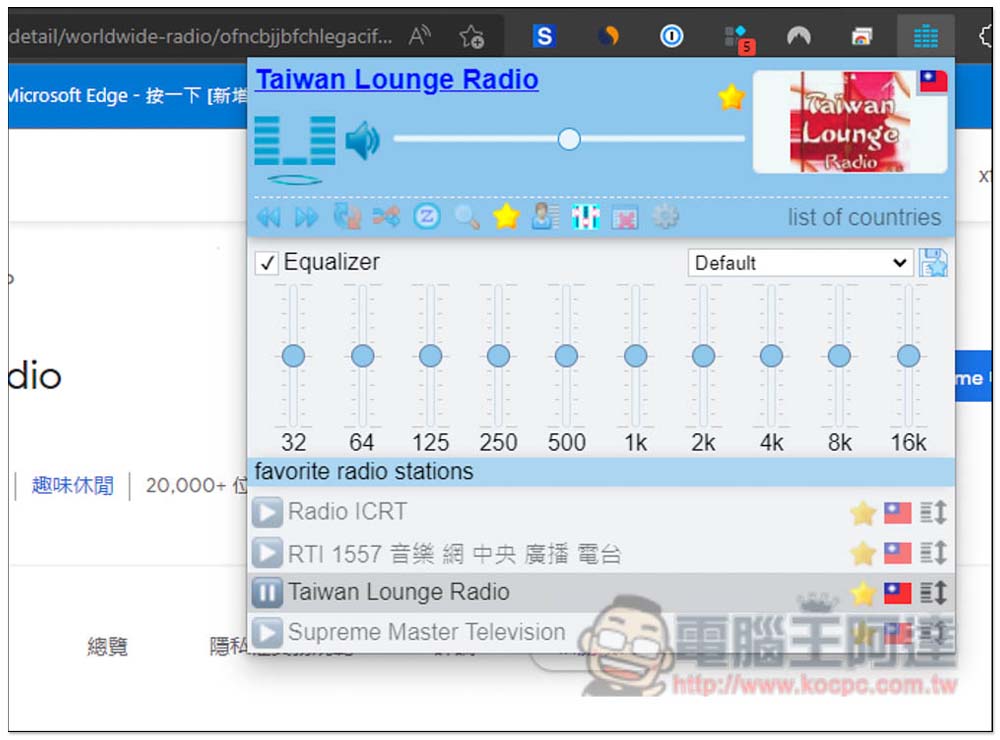 Worldwide Radio 內建 5 萬個各國廣播電台的擴充功能,打開瀏覽器就能聽 - 電腦王阿達 Worldwide Radio 內建 5 萬個各國廣播電台的擴充功能,打開瀏覽器就能聽 - 電腦王阿達