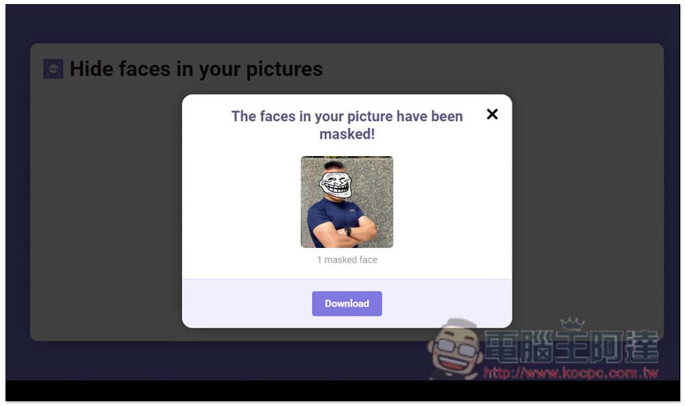 Hide faces in your pictures 自動將照片上的人臉打上馬賽克、小貼圖，免上傳直接在瀏覽器完成 - 電腦王阿達