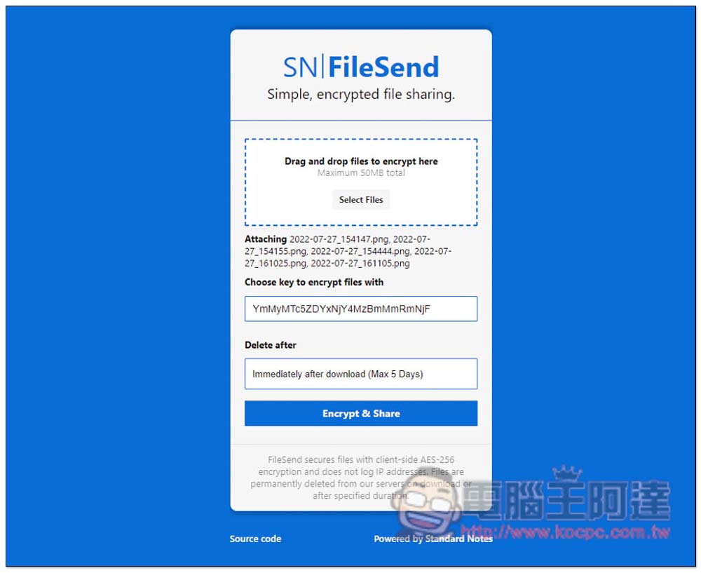 FileSend 內建加密檔案功能,5 天內就會自動刪除的檔案分享安全服務 - 電腦王阿達 FileSend 內建加密檔案功能,5 天內就會自動刪除的檔案分享安全服務 - 電腦王阿達