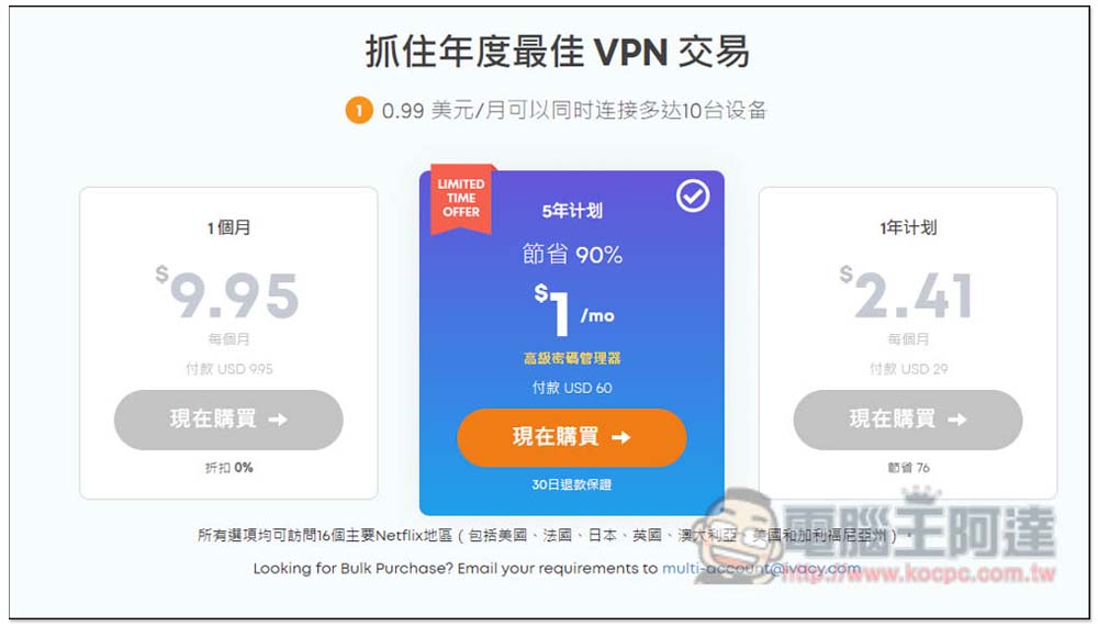 最後機會獲得 VPN 黑色星期五優惠!5 年每月只需 1 美金 - 電腦王阿達 最後機會獲得 VPN 黑色星期五優惠!5 年每月只需 1 美金 - 電腦王阿達