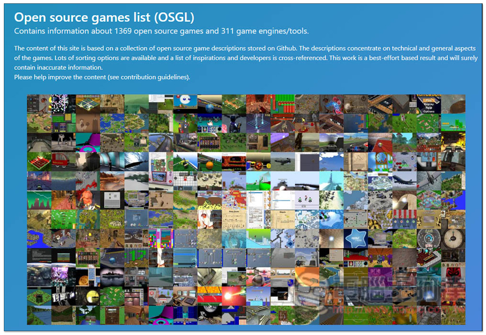 OSGL 收集超過 1,300 款免費開源遊戲、300+ 個遊戲引擎和工具 - 電腦王阿達