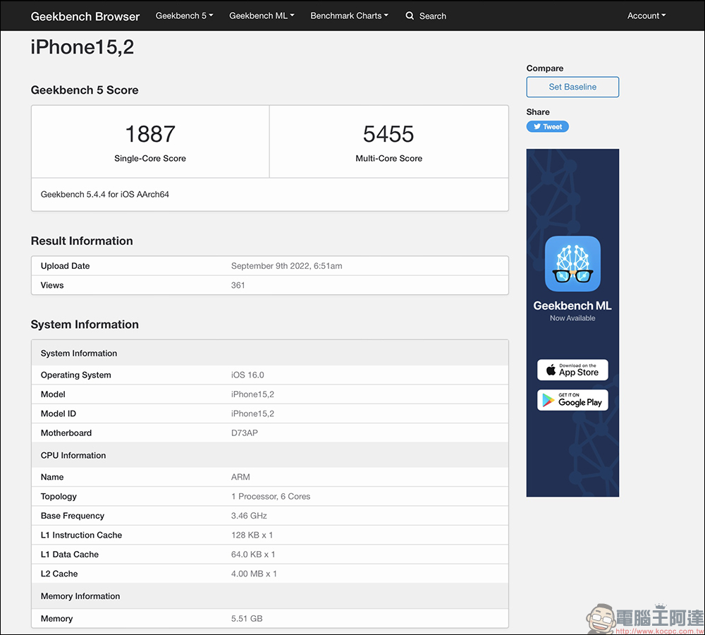 iPhone 14 Pro 系列 Geekbench 跑分曝光,A16 仿生晶片的多核得分有點「瘋狂」 - 電腦王阿達 iPhone 14 Pro 系列 Geekbench 跑分曝光,A16 仿生晶片的多核得分有點「瘋狂」 - 電腦王阿達