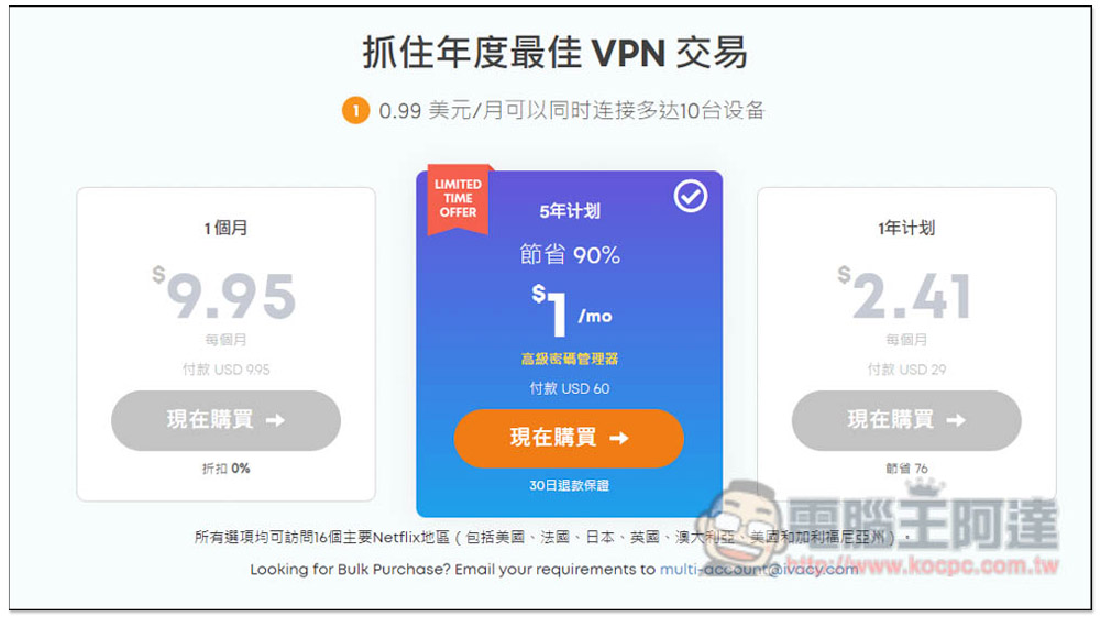 Black Friday 優惠再現!VPN 五年每月只需一杯飲料的錢,速度快、最多 10 台裝置同時使用 - 電腦王阿達 Black Friday 優惠再現!VPN 五年每月只需一杯飲料的錢,速度快、最多 10 台裝置同時使用 - 電腦王阿達