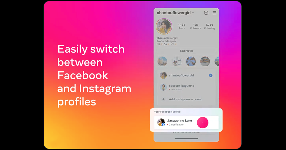 Facebook 或 Instagram 快速切換 Facebook 或 Instagram 快速切換
