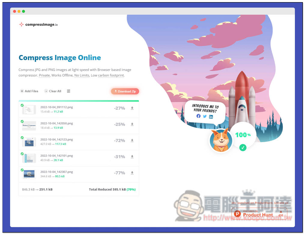 CompressImage 用瀏覽器就能壓縮圖片的免費工具,離線可用、無需上傳 - 電腦王阿達 CompressImage 用瀏覽器就能壓縮圖片的免費工具,離線可用、無需上傳 - 電腦王阿達