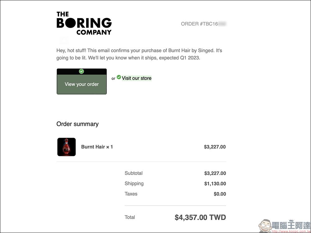 Elon Musk 的 The Boring Company 推出「燒焦頭髮」香水,好讓他順利買到 Twitter - 電腦王阿達 Elon Musk 的 The Boring Company 推出「燒焦頭髮」香水,好讓他順利買到 Twitter - 電腦王阿達