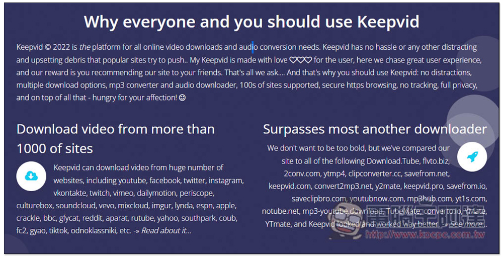 Keepvid Video Downloader 線上影片、音樂下載免費工具，支援 YouTube 等超過 1,000 個網站 - 電腦王阿達