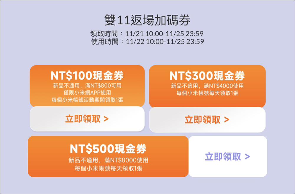小米推出「雙11返場加碼」活動(11/22-11/25)優惠懶人包 - 電腦王阿達 小米推出「雙11返場加碼」活動(11/22-11/25)優惠懶人包 - 電腦王阿達